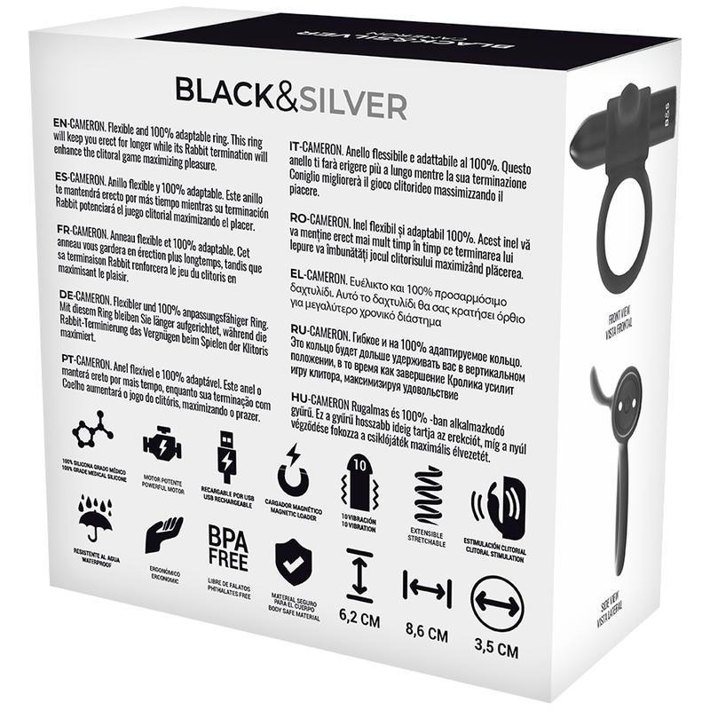 Cockring à télécommande cameron watchme – Black & Silver