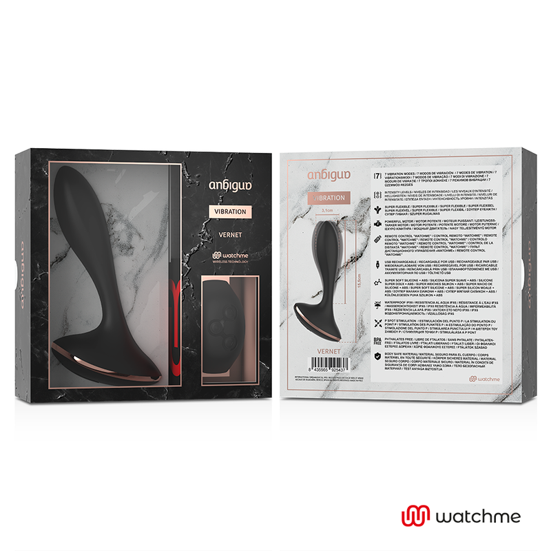 ANBIGUO - WATCHME VIBRATEUR TÉLÉLÉCOMMANDE PLUG ANAL VERNET