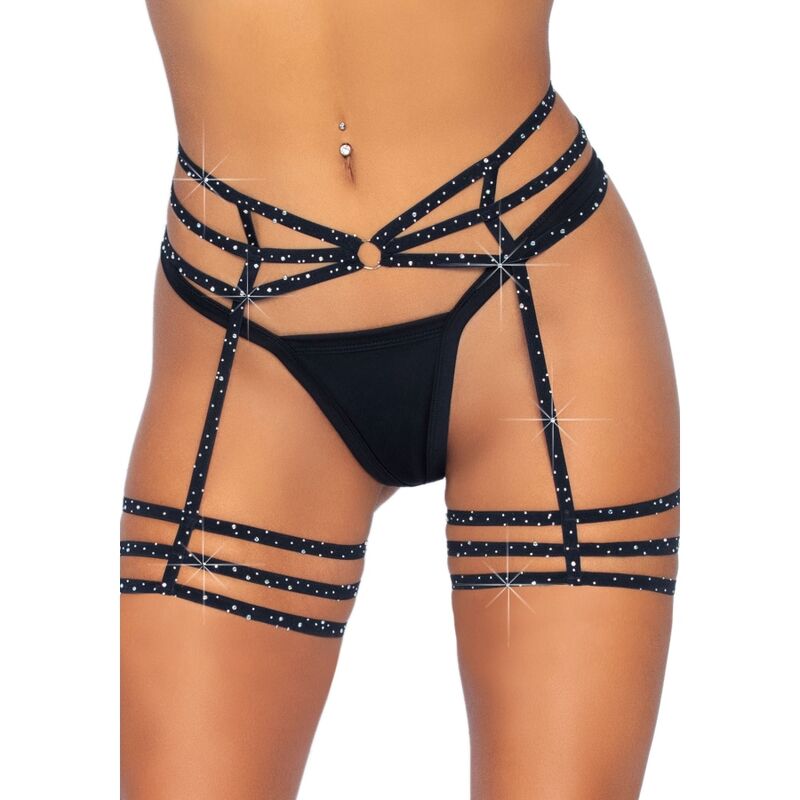 LEG AVENUE - RHINESTONE GARTER BELT ONE SIZE