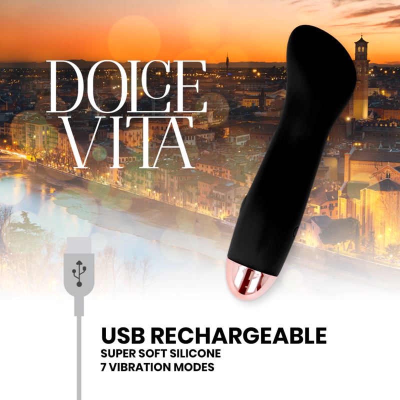 DOLCE VITA - ONE BLACK 7-SPEED RECHARGEABLE VIBRATOR