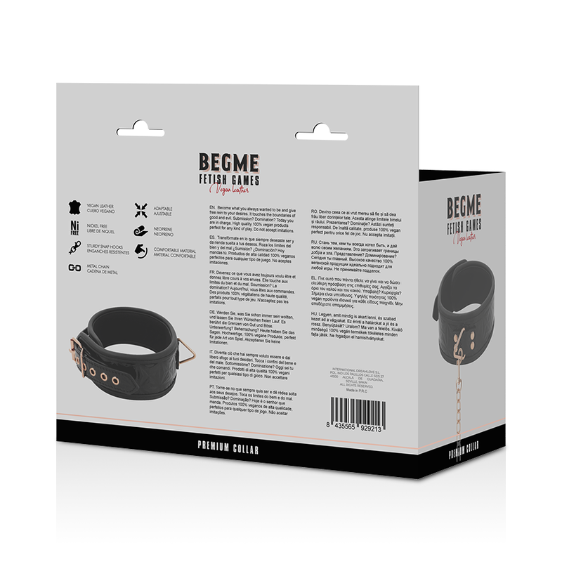 BEGME - COLLAR DE CUERO VEGANO PREMIUM EDICIÓN NEGRA