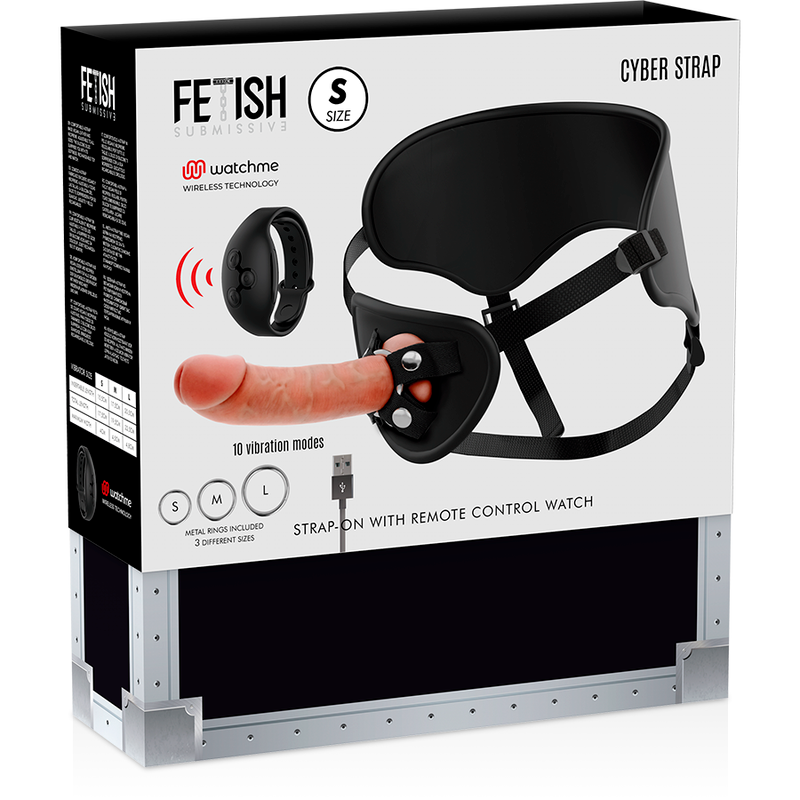 FETISH SUBMISSIVE CYBER STRAP - ARNÉS CON DILDO DE CONTROL REMOTO TECNOLOGÍA WATCHME S