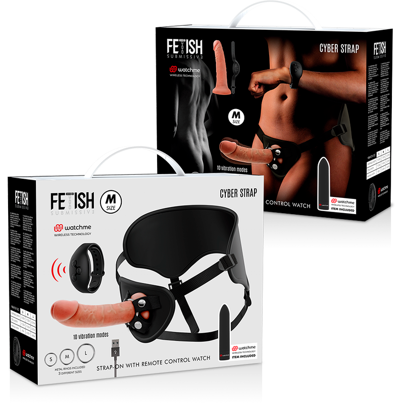 FETISH SUBMISSIVE CYBER STRAP - HARNAIS AVEC GODE ET TÉLÉLÉCOMMANDE BULLET TECHNOLOGIE WATCHME M