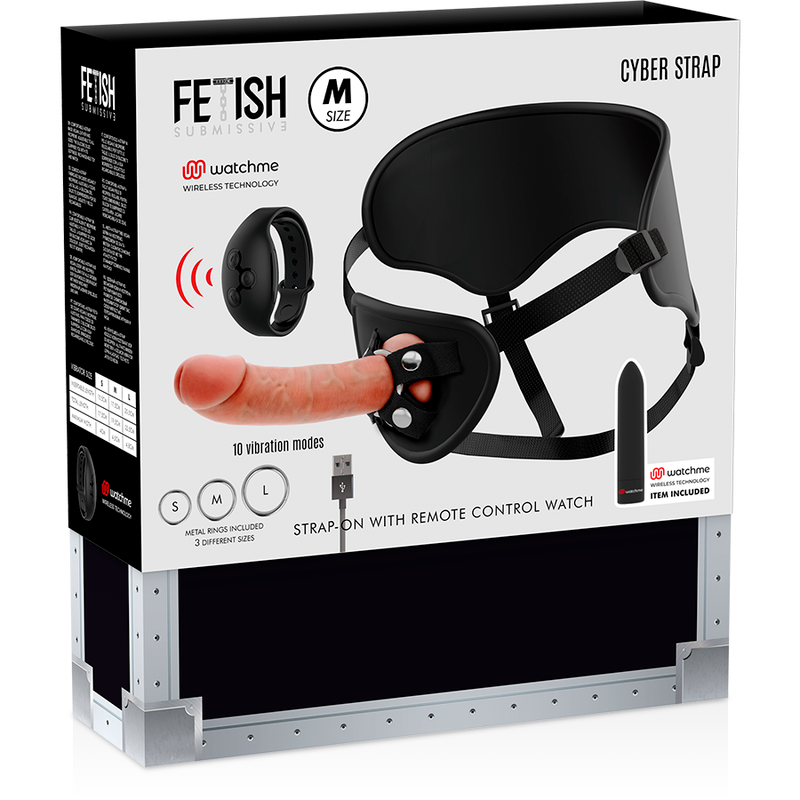 FETISH SUBMISSIVE CYBER STRAP - HARNAIS AVEC GODE ET TÉLÉLÉCOMMANDE BULLET TECHNOLOGIE WATCHME M