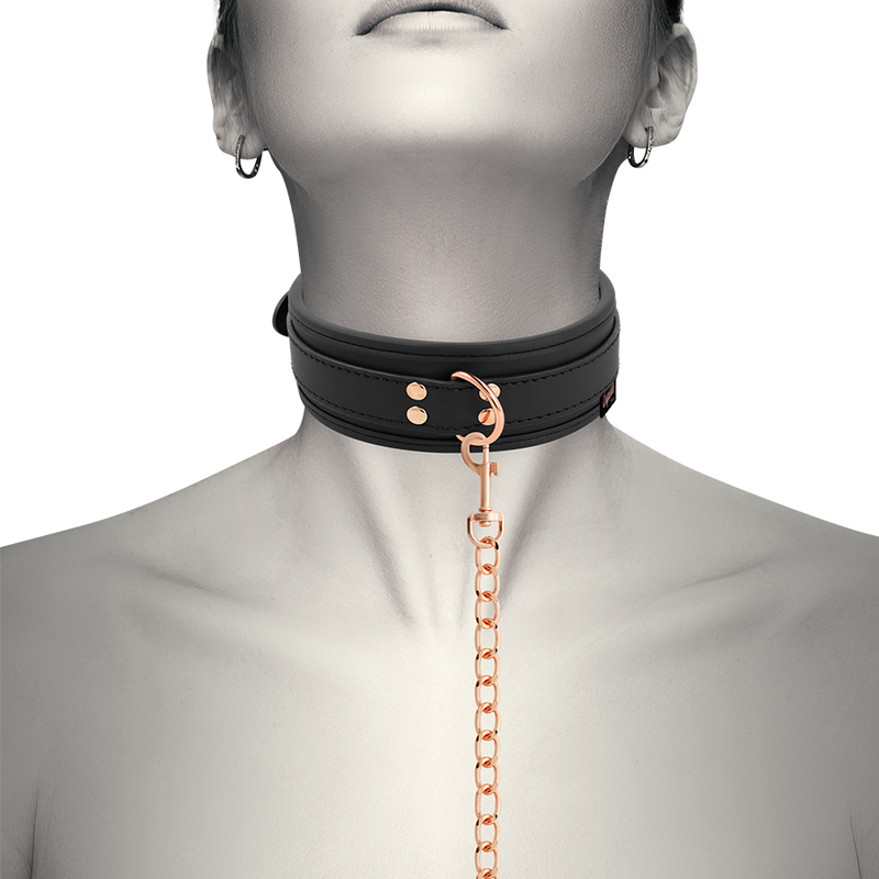 COQUETTE CHIC DESIRE - COLLAR DE ELEGANCIA EN CUERO VEGANO CON PULSERA Y FORRO DE NEOPRENO