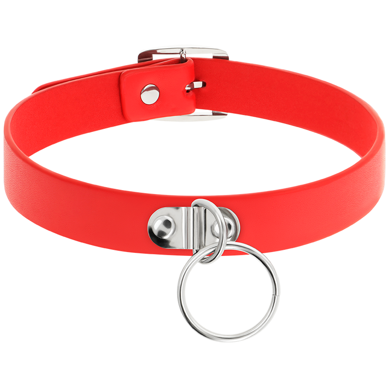 COQUETTE CHIC DESIRE - COLLAR DE CUERO VEGANO ROJO PARA MUJER ACCESORIO FETICHE