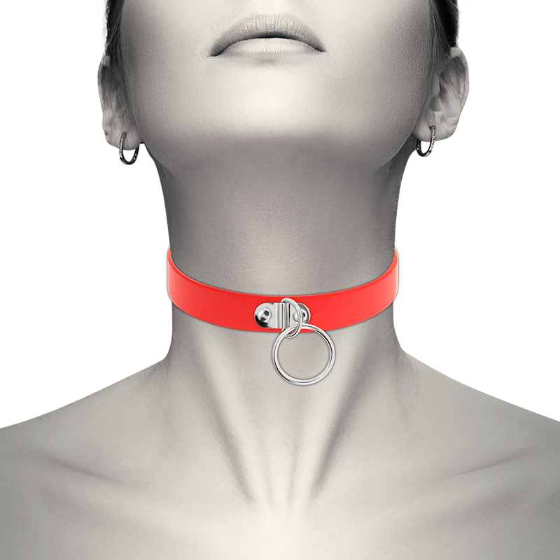 COQUETTE CHIC DESIRE - COLLAR DE CUERO VEGANO ROJO PARA MUJER ACCESORIO FETICHE