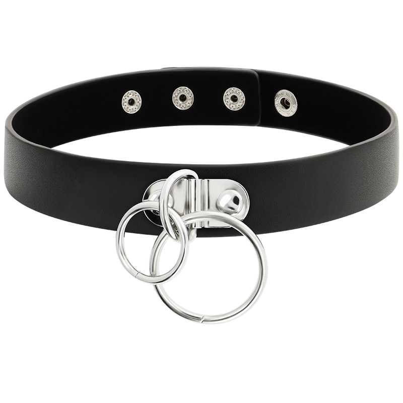 COQUETTE CHIC DESIRE - GARGANTILLA DE DOBLE ANILLA EN CUERO VEGANO