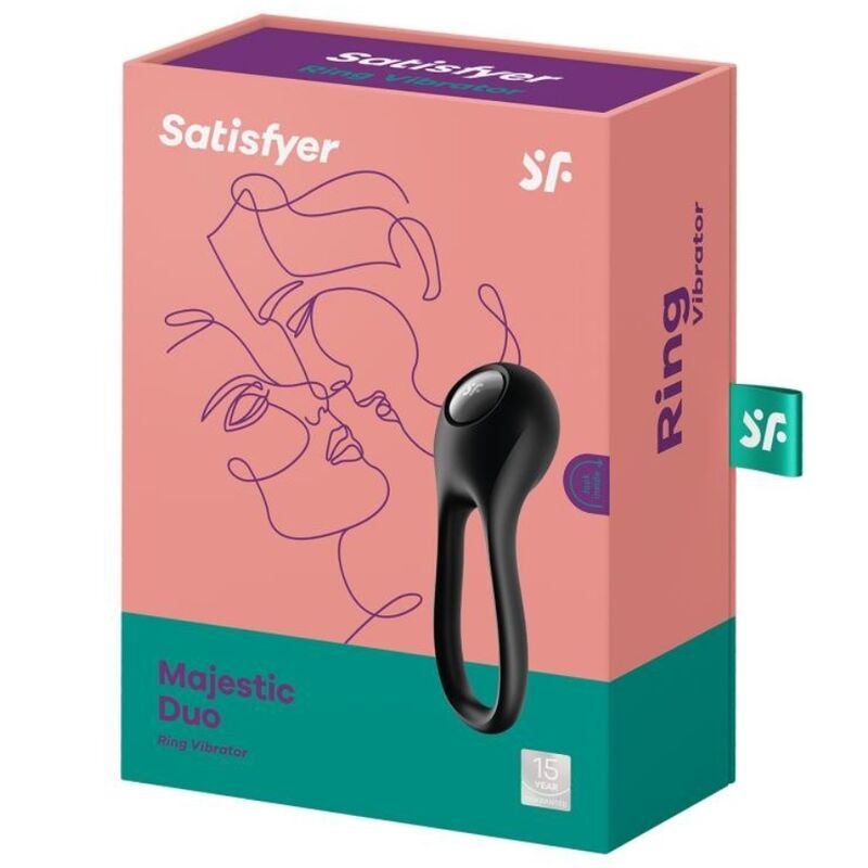 Boîte du Satisfyer Majestic Duo noir avec le produit illustré