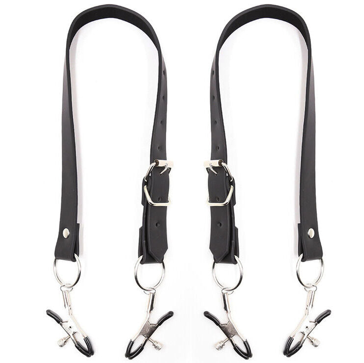 OHMAMA FETISH - PINZAS PARA CLÍTORIS CON CORREAS PARA LAS PIERNAS