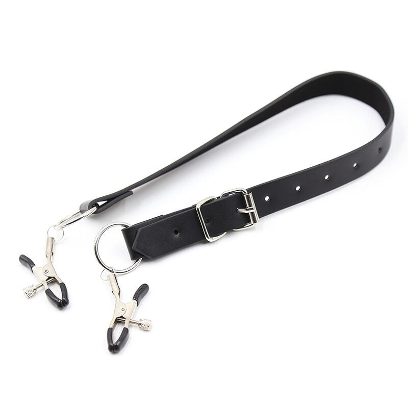 OHMAMA FETISH - PINZAS PARA CLÍTORIS CON CORREAS PARA LAS PIERNAS