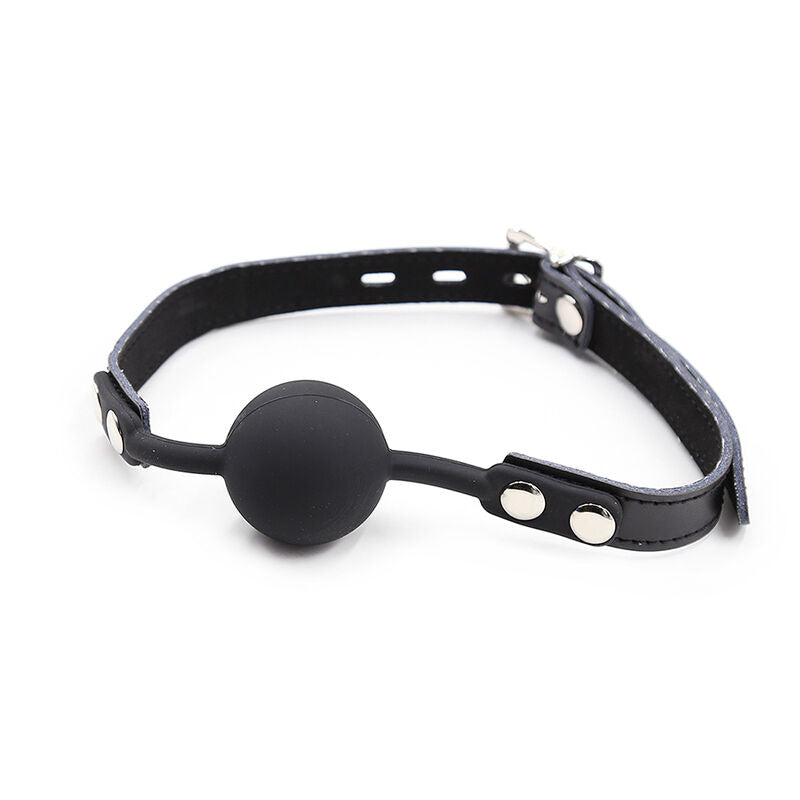 OHMAMA FETISH - BÂILLON BALLE EN SILICONE AVEC CEINTURE EN CUIR (CHAINS INCLUDED)