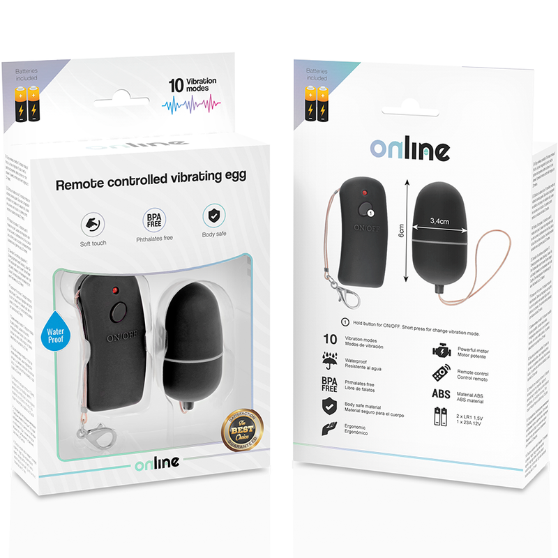 EN LÍNEA - HUEVO VIBRADOR CON CONTROL REMOTO NEGRO