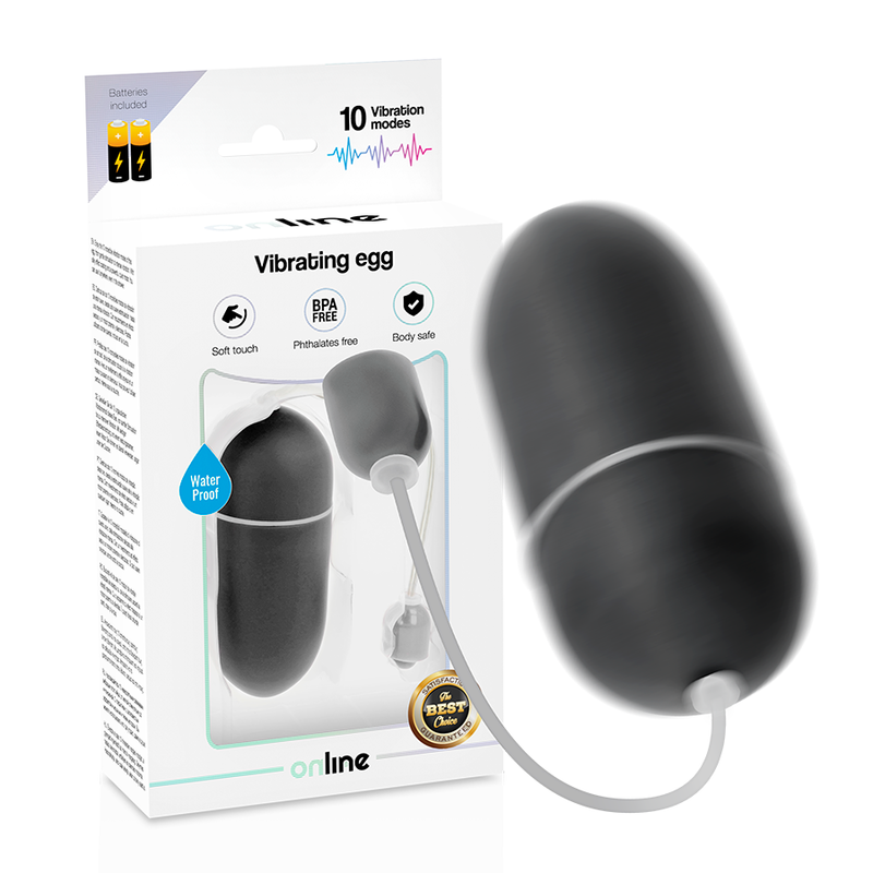EN LÍNEA - HUEVO VIBRADOR NEGRO IMPERMEABLE