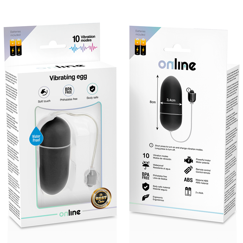 EN LÍNEA - HUEVO VIBRADOR NEGRO IMPERMEABLE