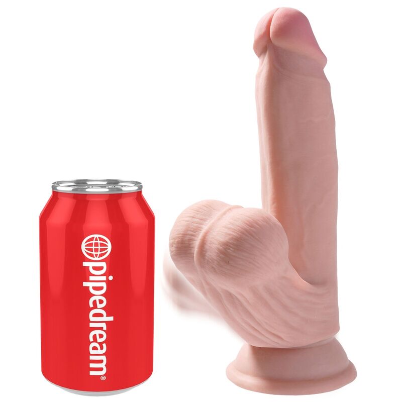 KING COCK - DILDO 3D PLUS CON BOLAS 15,2 CM PIEL CLARA