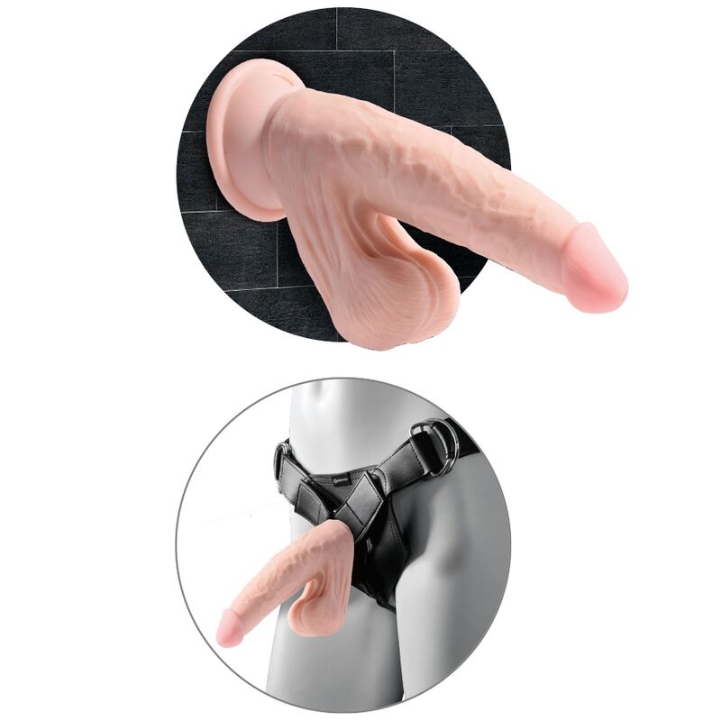 KING COCK - DILDO 3D PLUS CON BOLAS 15,2 CM PIEL CLARA