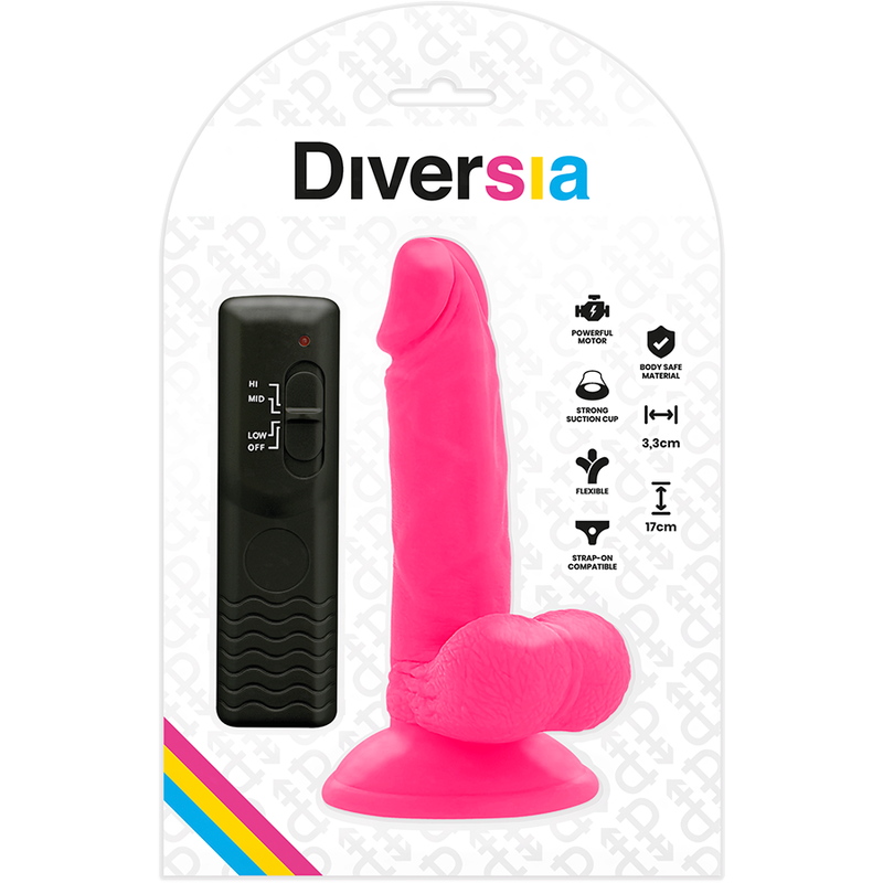 DIVERSIA - VIBRANT FLEXIBLE DILDO ROSE 17 CM -O- 3.3 CM
