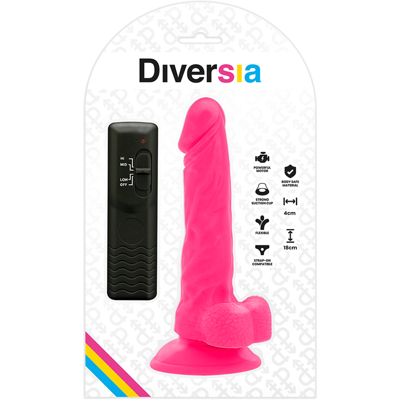 DIVERSIA - VIBRANT FLEXIBLE DILDO ROSE 18 CM -O- 4 CM