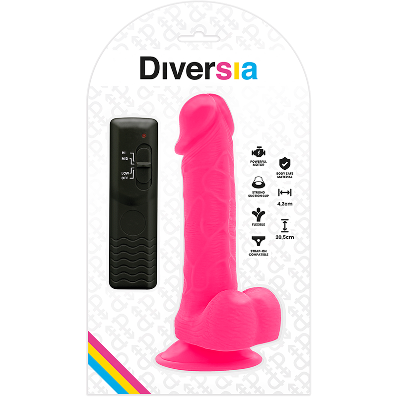 DIVERSIA - VIBRANT FLEXIBLE DILDO ROSE 20.5 CM -O- 4.2 CM