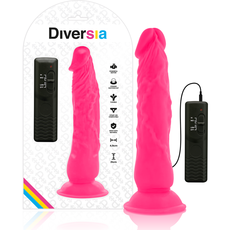 DIVERSIA - VIBRANT FLEXIBLE DILDO ROSE 21 CM -O- 4.9 CM