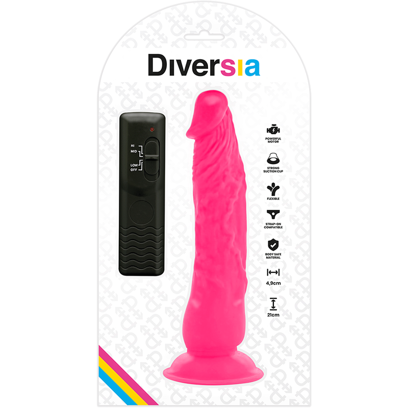 DIVERSIA - VIBRANT FLEXIBLE DILDO ROSE 21 CM -O- 4.9 CM