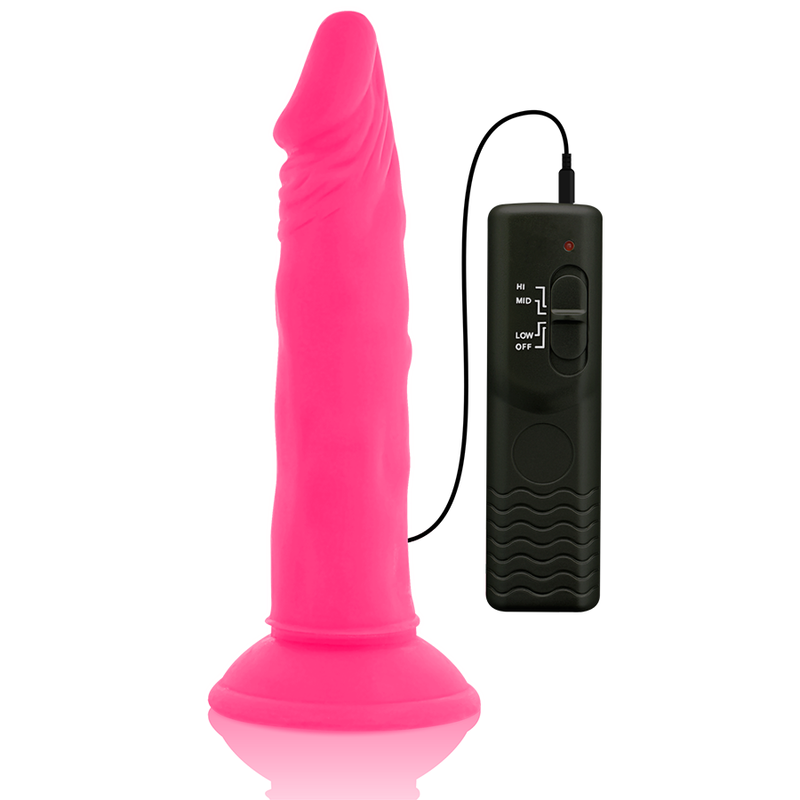 DIVERSIA - DILDO SUAVE CON VIBRACIÓN ROSA 23 CM -O- 4.3 CM