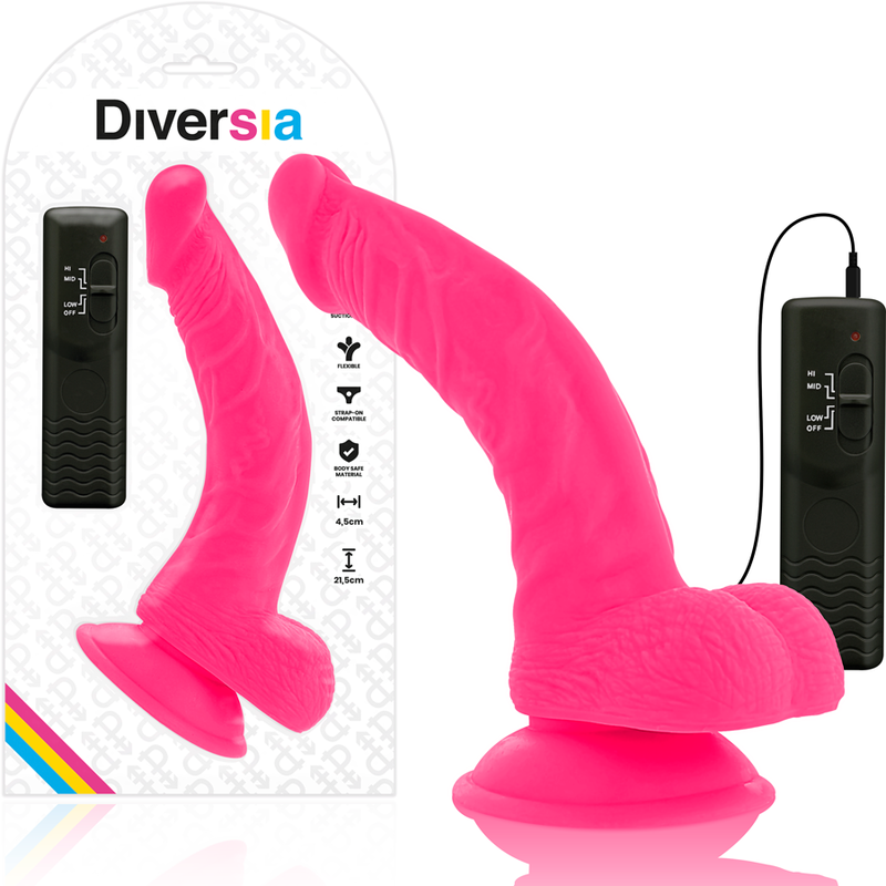 DIVERSIA - VIBRANT FLEXIBLE DILDO ROSE 21.5 CM -O- 4.5 CM
