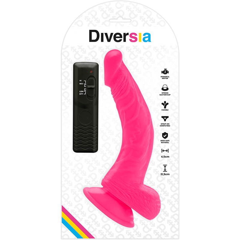 DIVERSIA - VIBRANT FLEXIBLE DILDO ROSE 21.5 CM -O- 4.5 CM