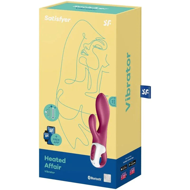 Boîte jaune du Satisfyer Heated Affair bordeaux
