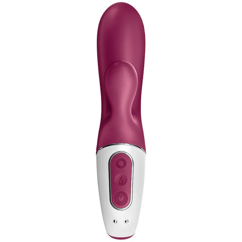 Satisfyer Hot Bunny bordeaux et blanc vu de face côté commandes