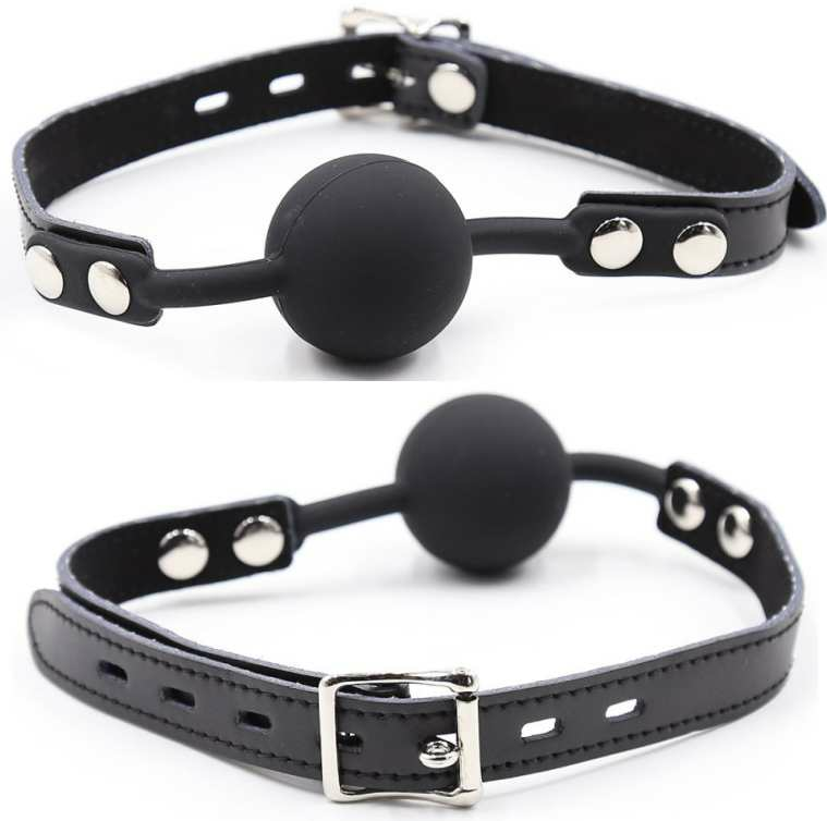 OHMAMA FETISH - BÂILLON BALLE EN SILICONE AVEC CEINTURE EN CUIR (CHAINS INCLUDED)