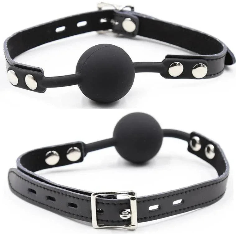 Ohmama Fetish – Bâillon Balle en Silicone avec Ceinture en Cuir Cadenas Inclus