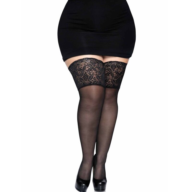 LEG AVENUE - MALLAS TRANSPARENTES HASTA EL MUSLO TALLA GRANDE