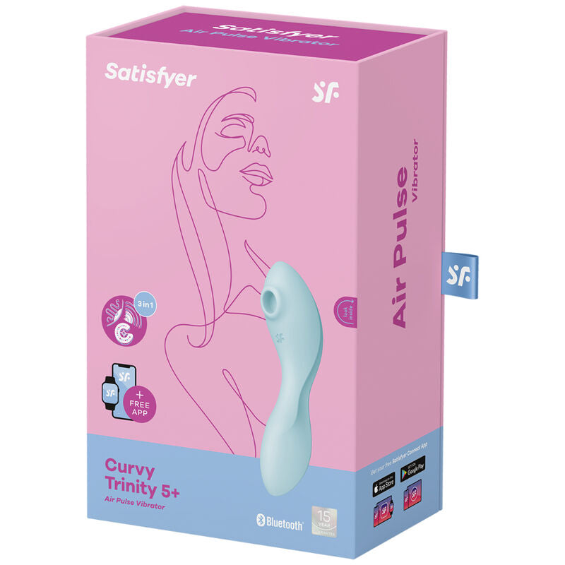 SATISFYER CURVY TRINITY 5 STIMULATOR AND VIBRATOR APP - BLUE