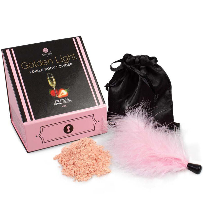 SECRETPLAY - KIT DE LUZ DORADA CON POLVO COMESTIBLE Y PUNTA DE FRESA ESPUMOSA
