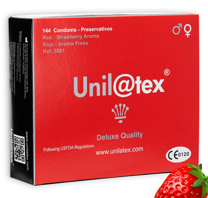 UNILATEX - préservatifs ROUGE / FRAISE 144 UNITÉS