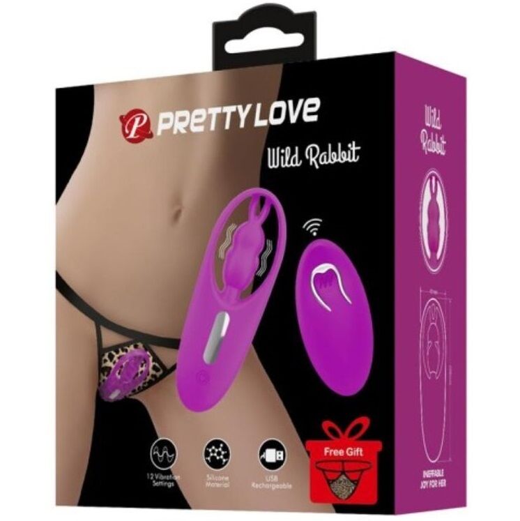 PRETTY LOVE - ESTIMULADOR DE BRAGUITAS CON CONEJO SALVAJE CON CONTROL REMOTO LILA