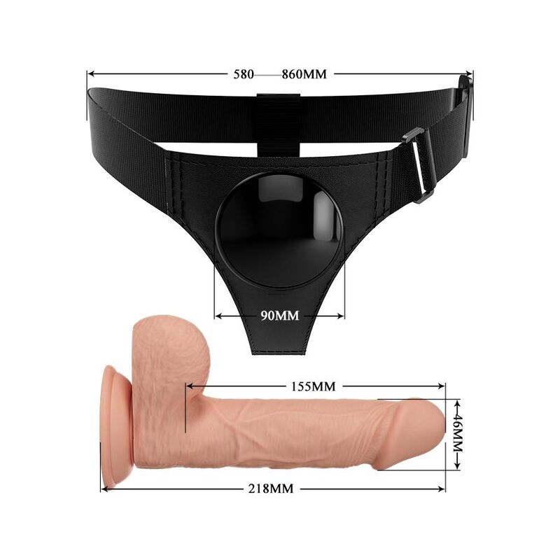 PRETTY LOVE - SLIP HARNAIS HARNAIS UNIVERSEL AVEC GODE JERRY 21.8 CM NATUREL