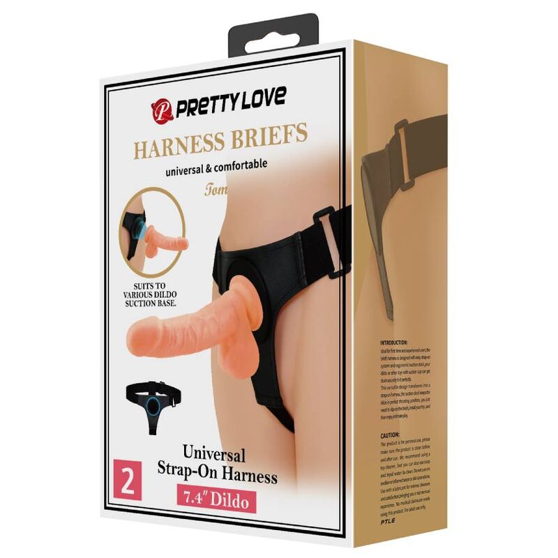 PRETTY LOVE - ARNÉS BRAGUITA ARNÉS UNIVERSAL CON DILDO TOM 20 CM NATURAL