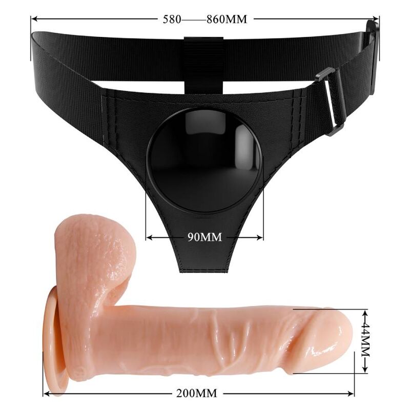 PRETTY LOVE - ARNÉS BRAGUITA ARNÉS UNIVERSAL CON DILDO TOM 20 CM NATURAL