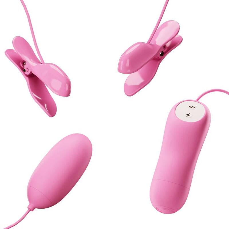 PRETTY LOVE - PINZAS CON VIBRACIÓN Y ELECTROSHOCK ROSA