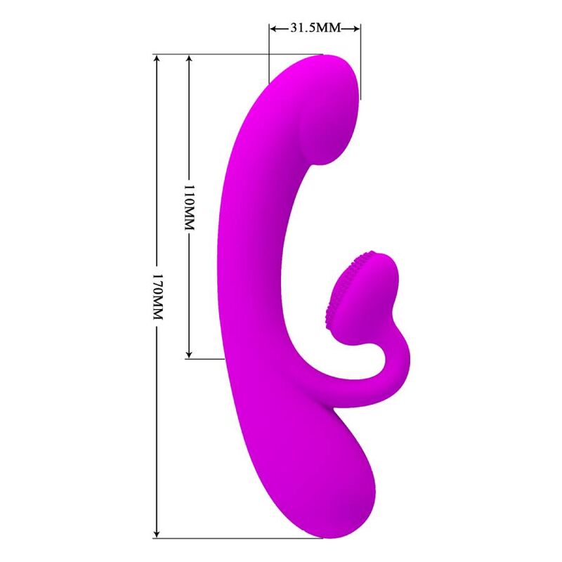 PRETTY LOVE - VIBRADOR SINCERO Y ONDAS ESTIMULANTES DEL CLÍTORIS SILICONA MORADA