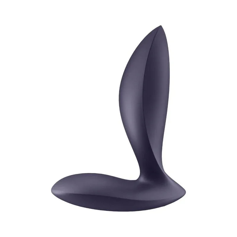 Plug anal vibrant Satisfyer Power Plug violet, angle arrière sur fond blanc