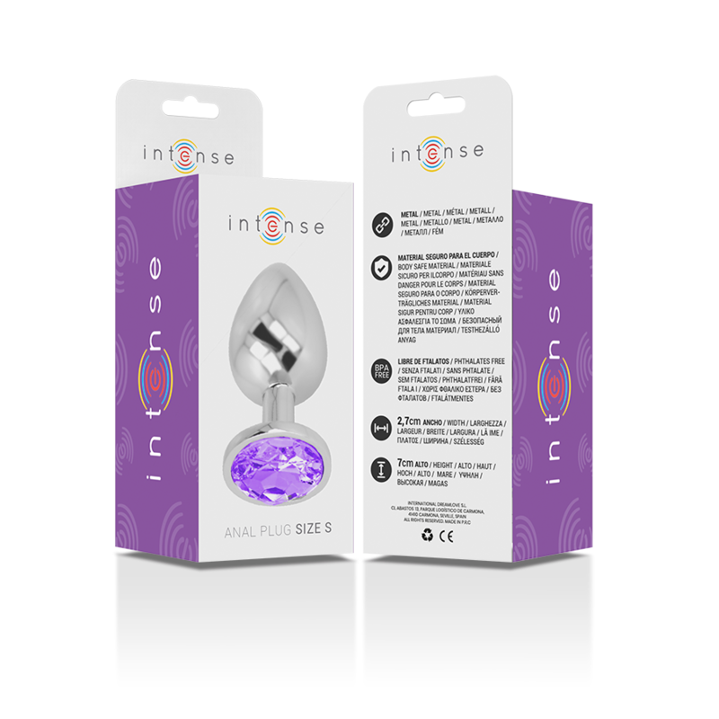 INTENSE - PLUG ANAL DE ALUMINIO CON CRISTAL MORADO TALLA S
