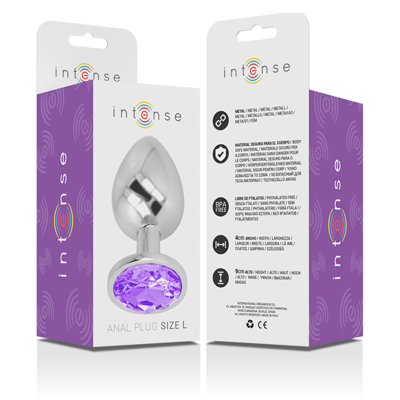 INTENSE - ANAL PLUG IN MÉTAL ALUMINUM AVEC CRISTAL VIOLET TAILLE L