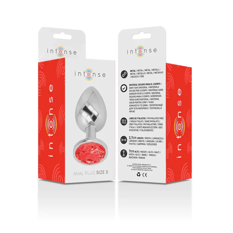 Intense – Plug Anal en Métal Aluminium avec Cristal Rouge taille S