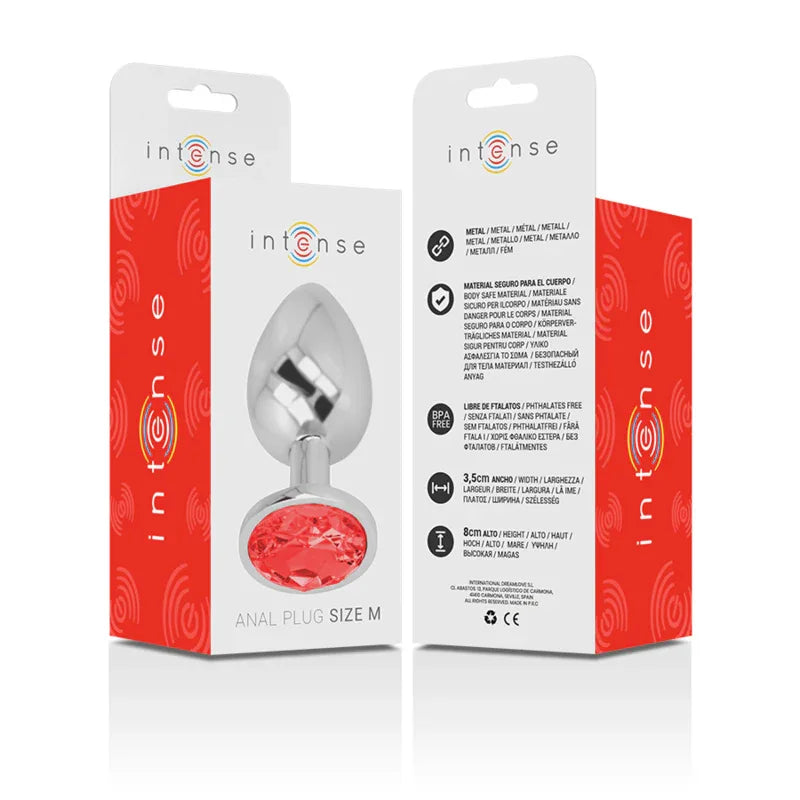 Intense – Plug Anal en Métal avec Cristal Rouge taille M