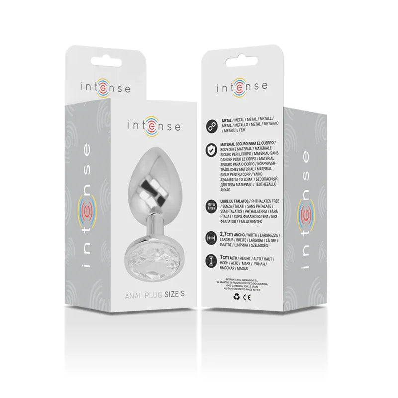 Intense – Plug Anal en Métal Aluminium avec Cristal Dargent taille S