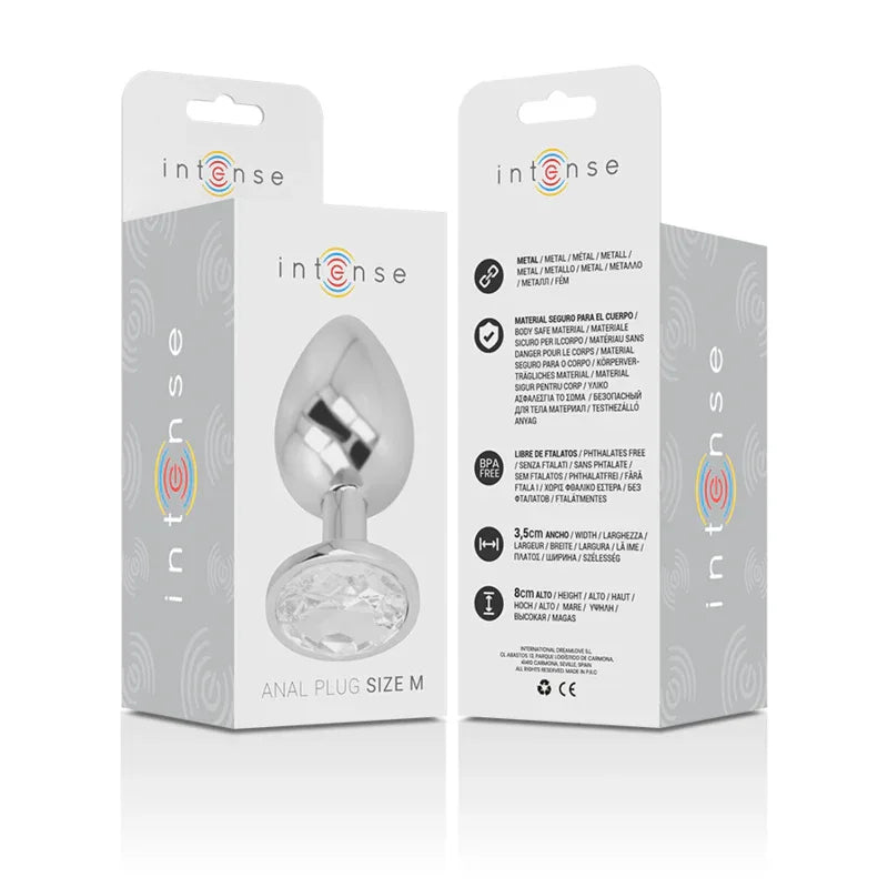 Intense – Plug Anal en Métal Aluminium avec Cristal Dargent taille M